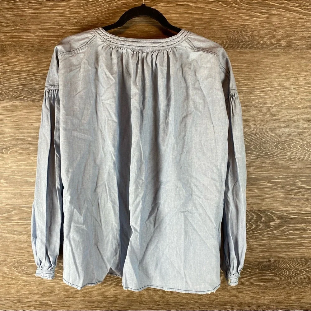 We the free blue raw hem button up - Picture 7 of 7